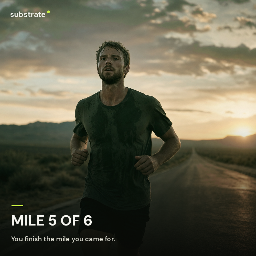 Mile 5 of 6 — you finish the mile you came for