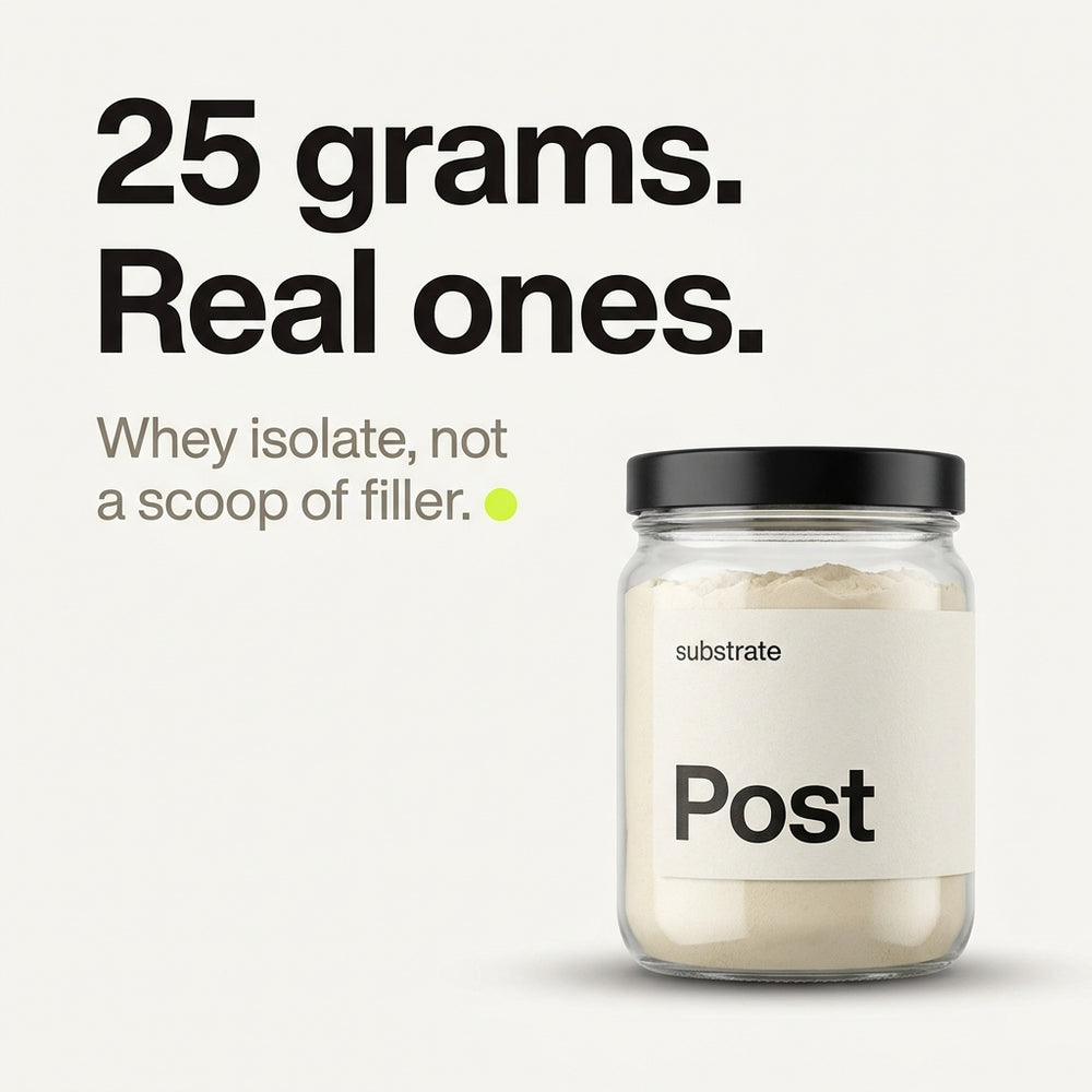25 grams, real ones — whey isolate, not a scoop of filler