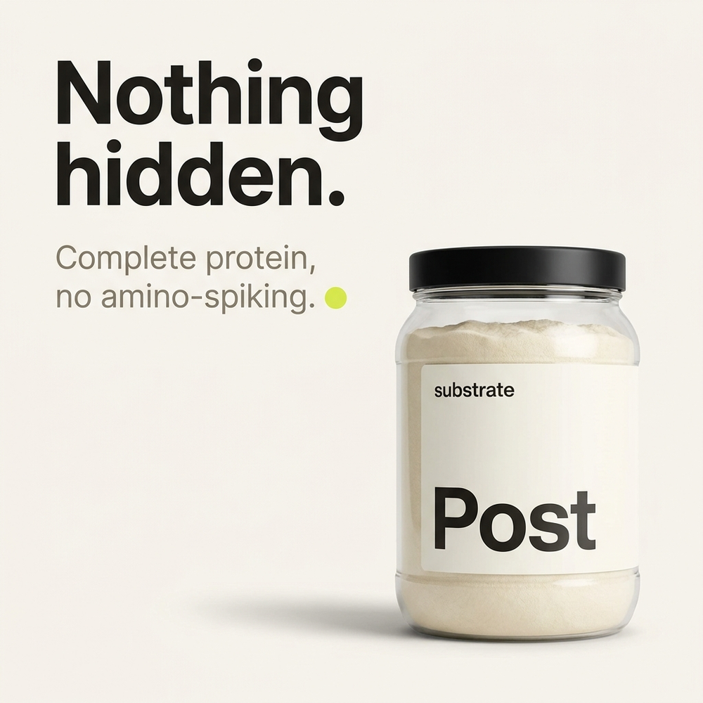 Nothing hidden — complete protein, no amino-spiking
