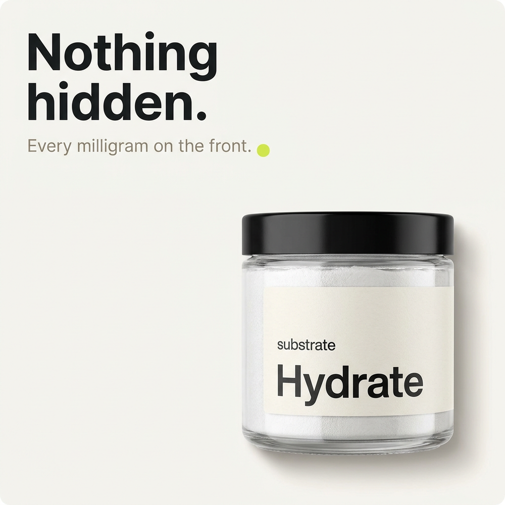 Nothing hidden — every milligram on the front